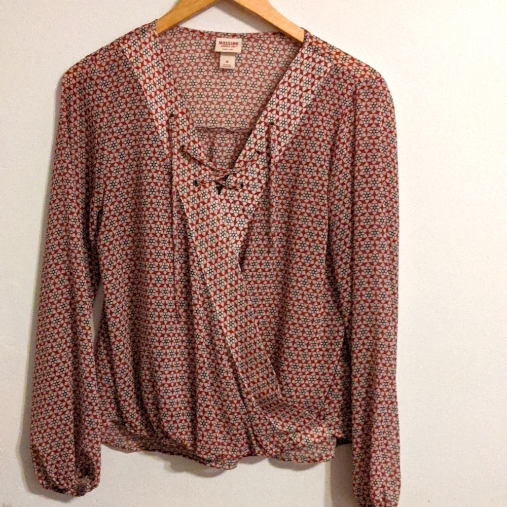 Pink & Maroon Patterned Long Sleeve Blouse